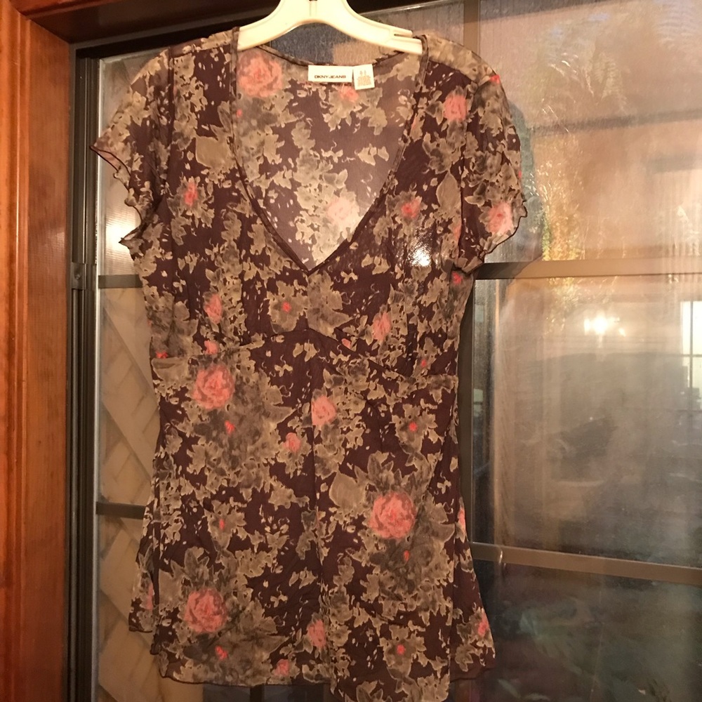 DKNY Top see thru very fine netting